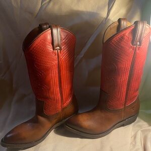 Frye Billy Stitch Pull On Western Cowgirl Boots Red Brown